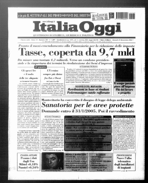 Italia oggi : quotidiano di economia finanza e politica